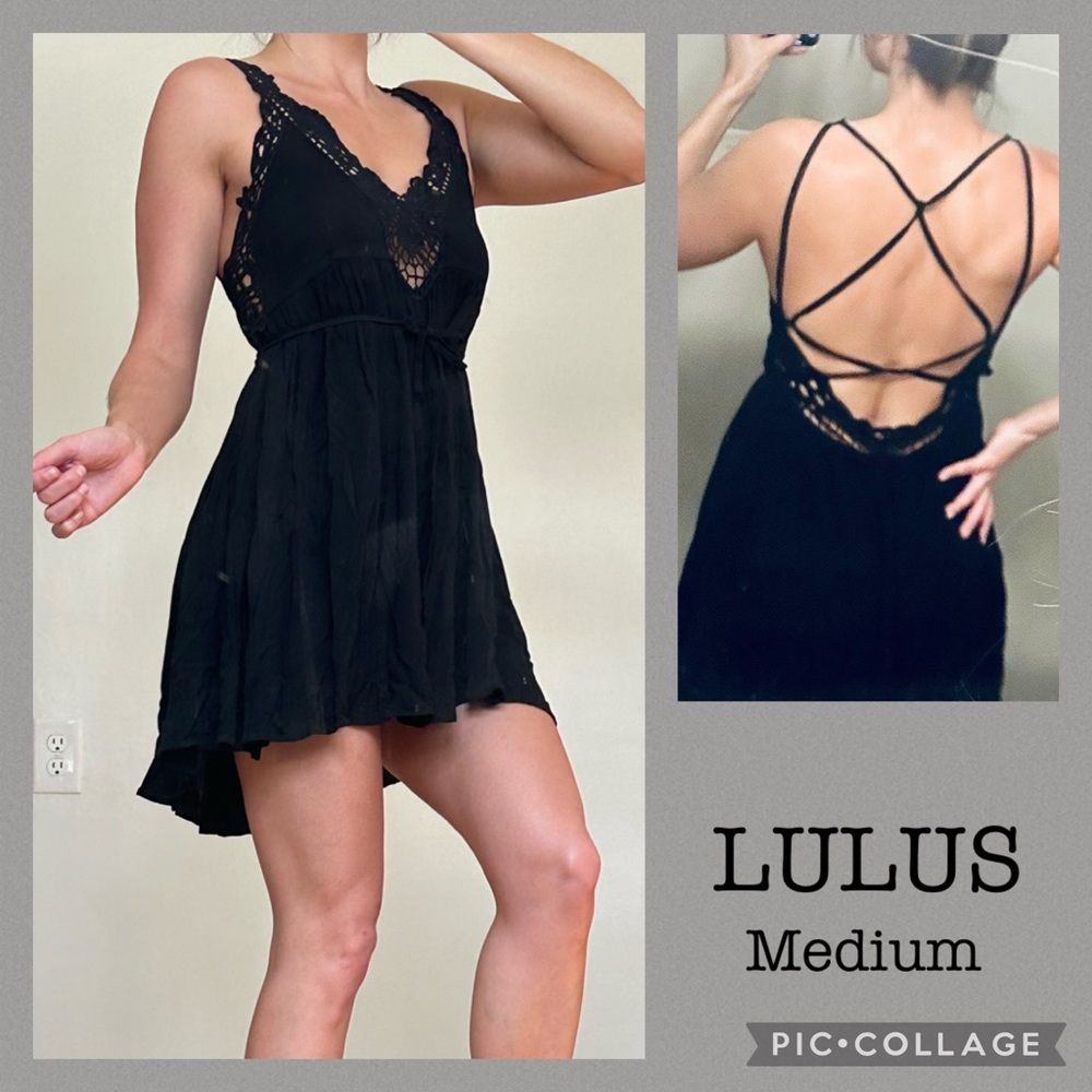 Lulu’s Black Strappy Beach Dress Coverup